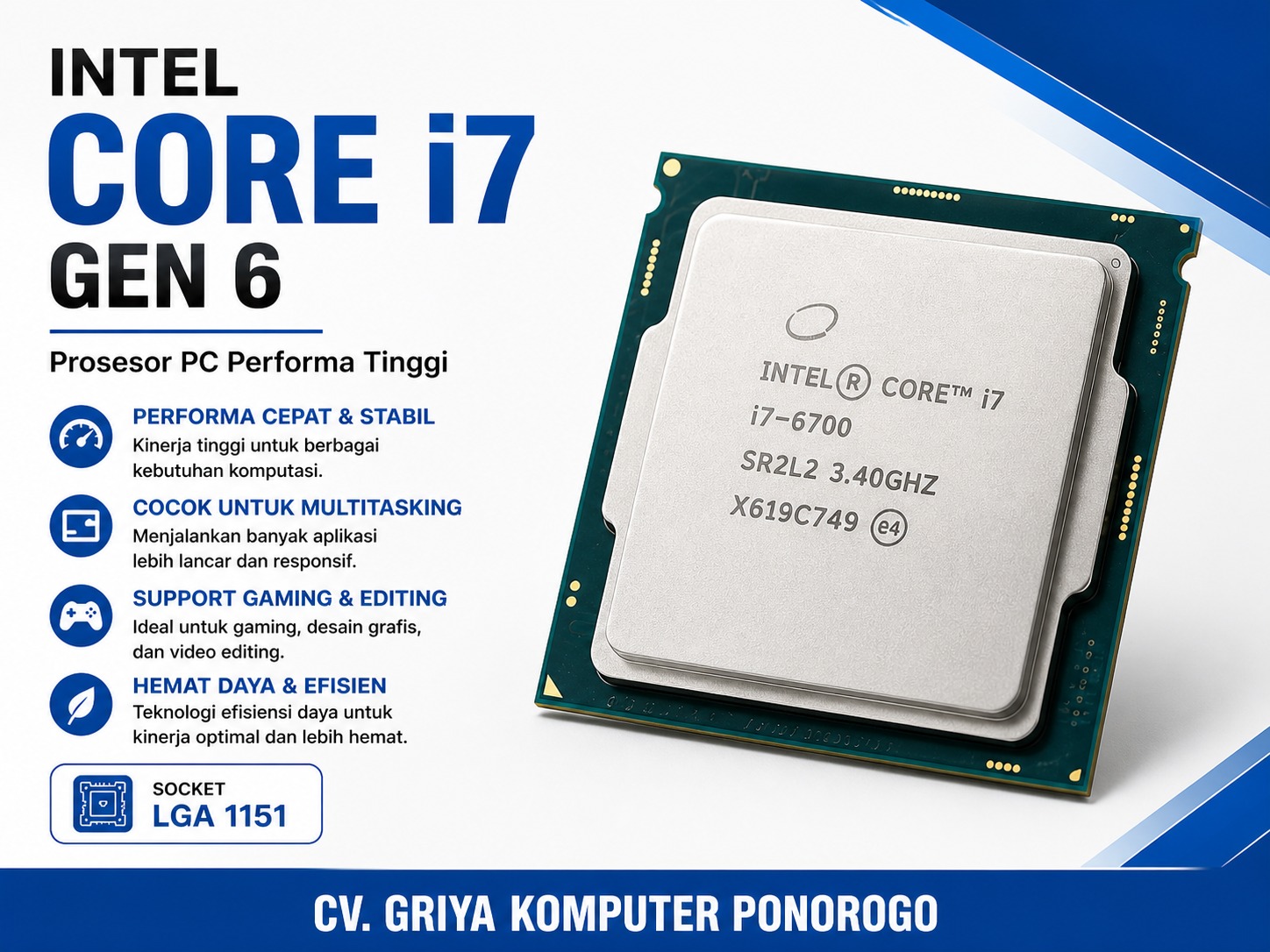 Prosesor PC Intel Core i7 gen 6