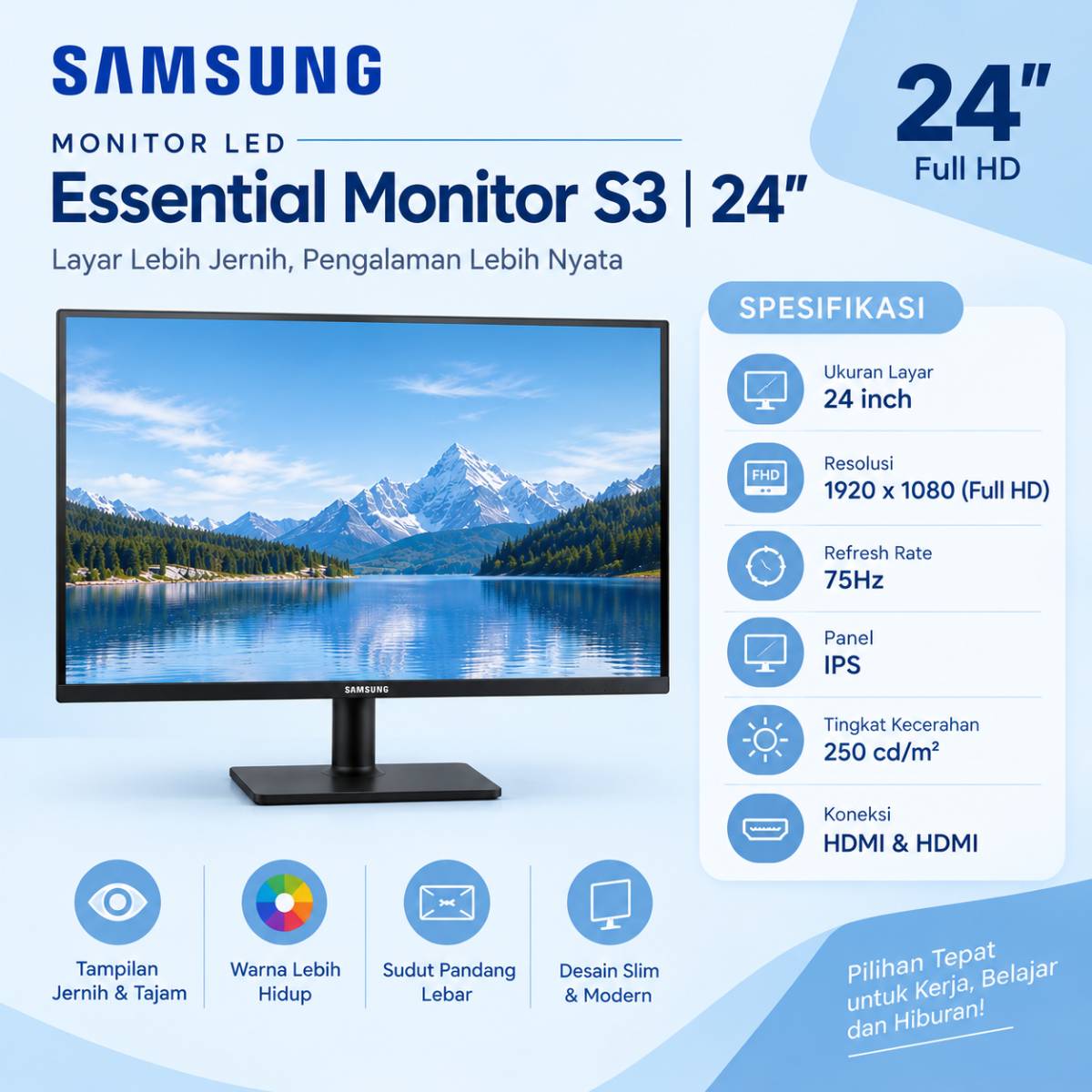Monitor 24 inc Samsung S24F 300 IPS